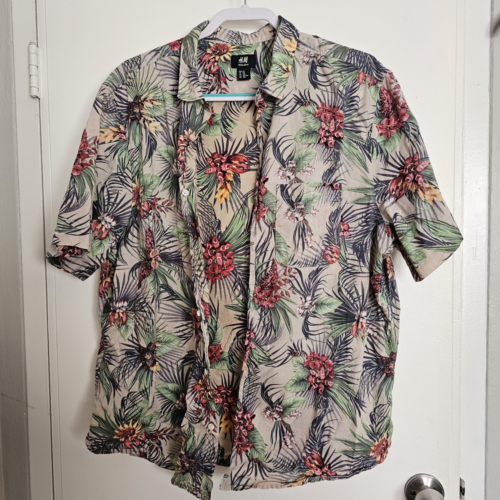 H&M Men's Tropical Floral Shirt